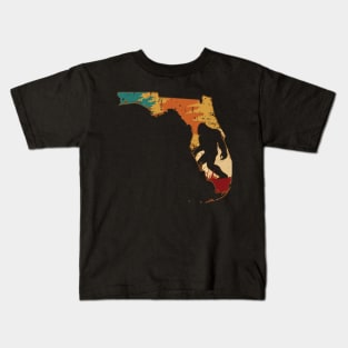 Bigfoot Retro Vintage Sasquatch Florida Kids T-Shirt